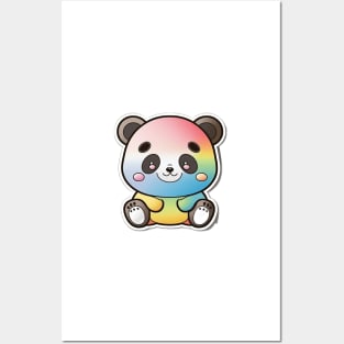 Cartoon Panda Rainbow Colourful Funny Kawaii Posters and Art